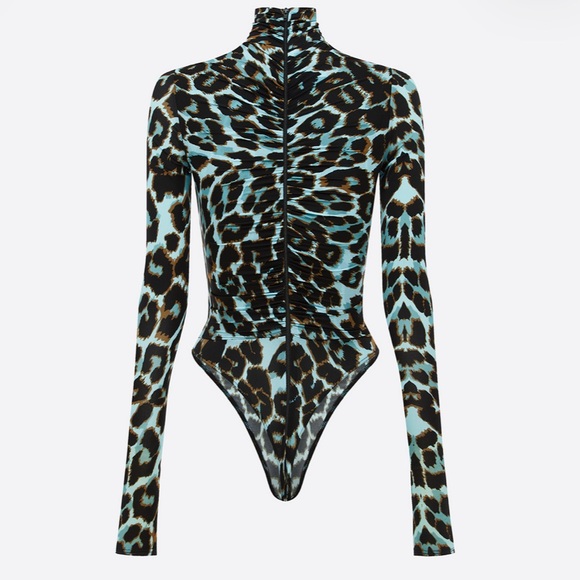 Alex Perry Long Sleeve Ruched Bodysuit in Stretch Jersey - Picture 3 of 8